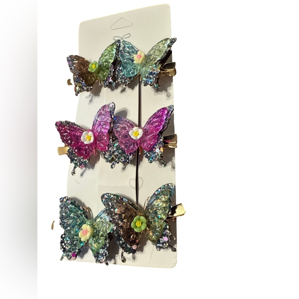 Butterfly Hair Clips Set - Multicolor